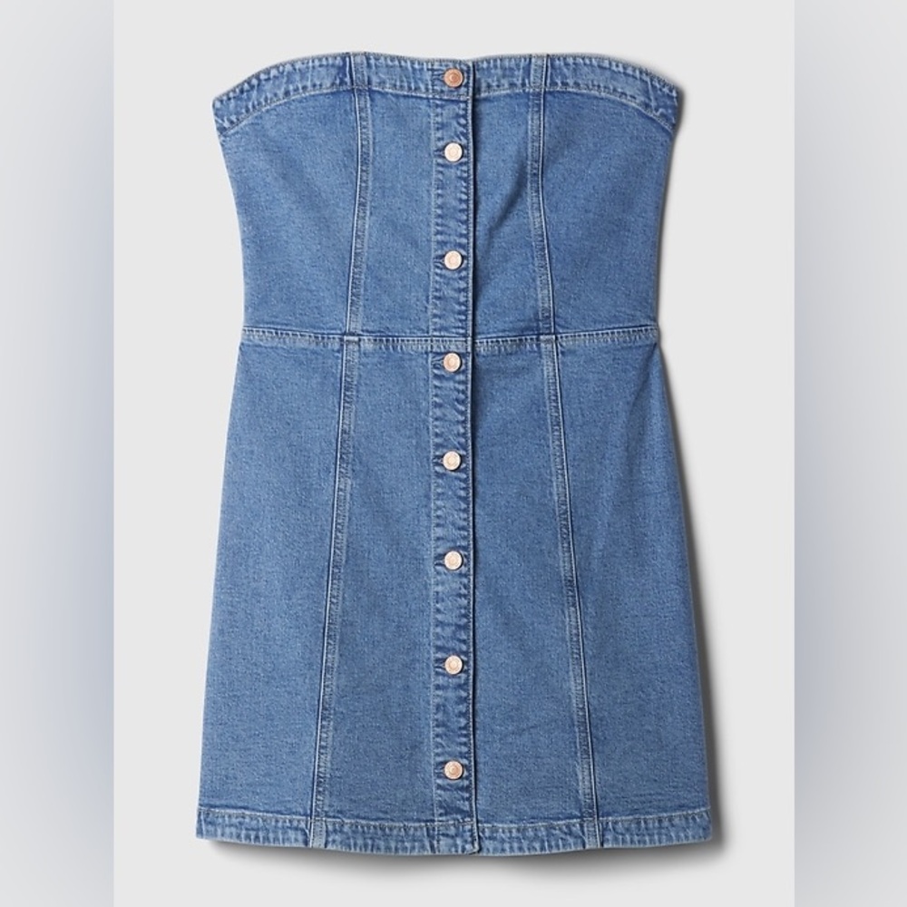 NWT GAP Blue Denim Strapless Button-Down Dress